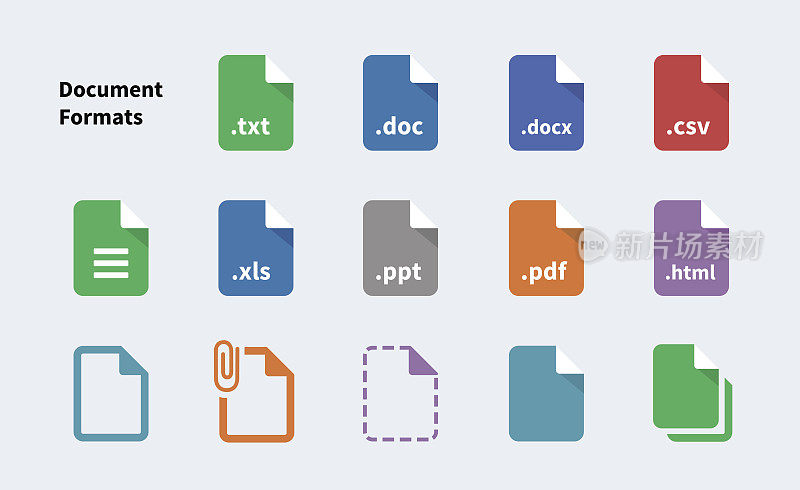 File Formats of Document icons